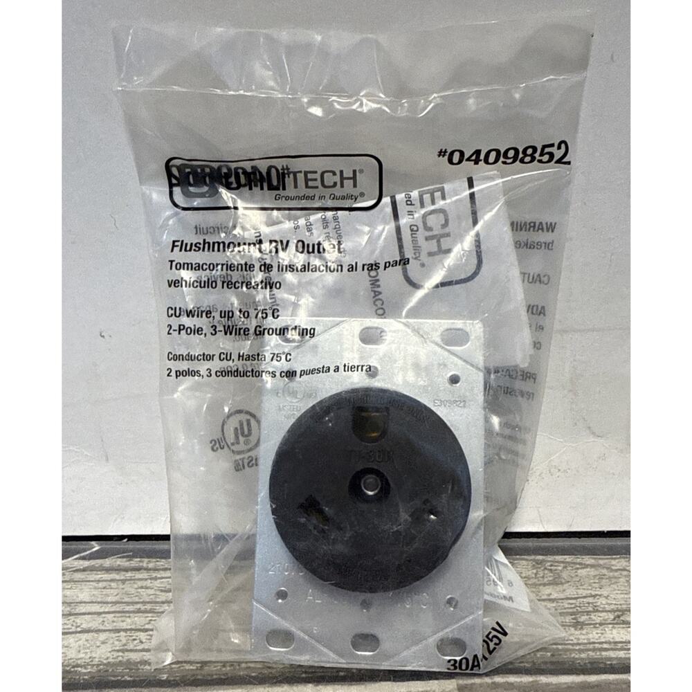 Utilitech ~ Flush mount RV Outlet 0409852, 2 Pole- 3 Wire, TT-30R, 30A-125 Volt